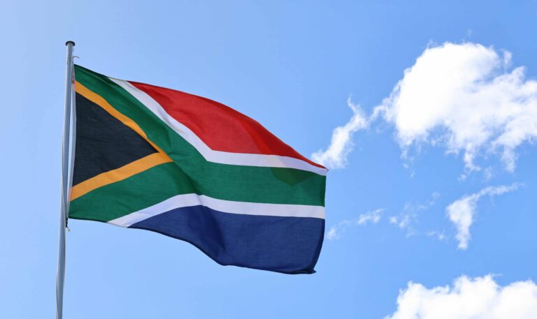 South African flag flying.